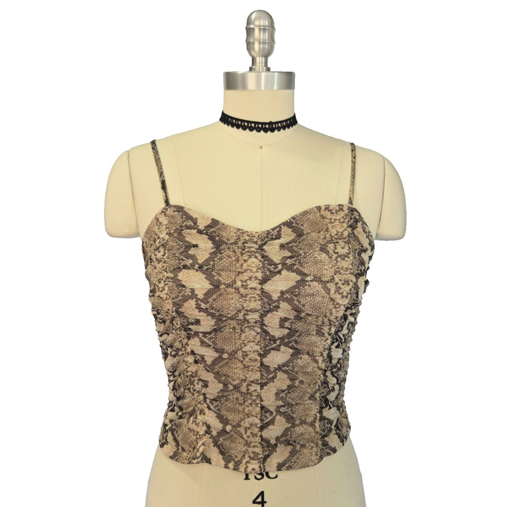 Vintage Y2K Mesh Snakeskin Top Size L Animal Print Sleeveless Tank Trashy